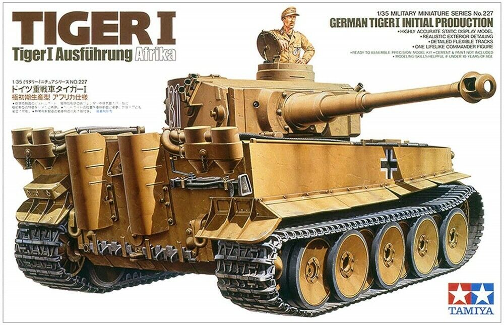 TAMIYA 1/35 Military Miniature 227 GERMAN TIGER I INITIAL PRODUCTION kit 35227