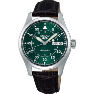 Seiko5 Sports SBSA203: Mechanical Field Watch with Leather Band