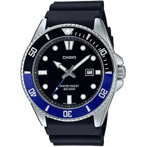 Casio MDV-107-1A2JF Men's Watch Black Dial Blue Bezel Diver 200m Waterproof New
