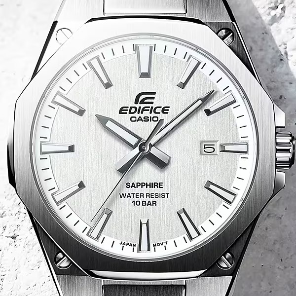 Casio Edifice Solar Sapphire Crystal Chronograph Watch 100M Silver EFR-S108DJ-7AJF - Image 2