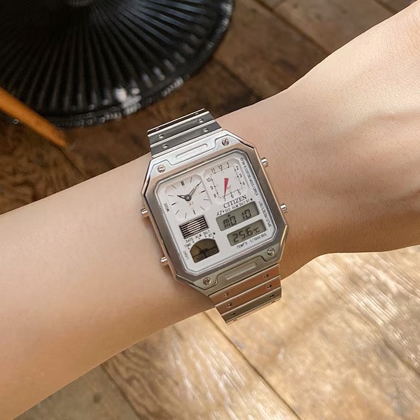 Citizen JG2120-65A Ana-Digi Temp Men's Watch Stainless Steel Silver Dial Multi-F - Image 2