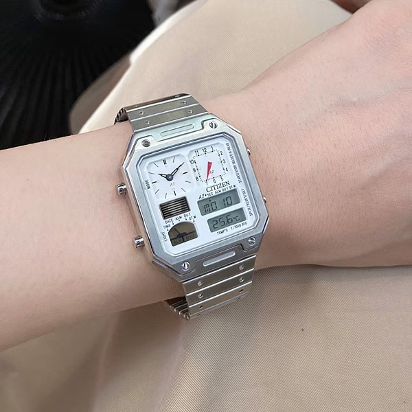 Citizen JG2120-65A Ana-Digi Temp Men's Watch Stainless Steel Silver Dial Multi-F - Image 5